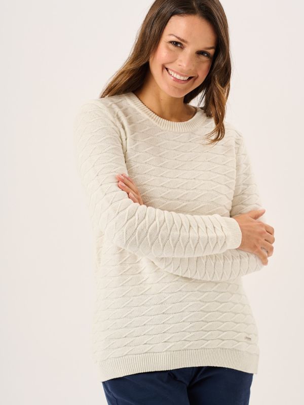 White Cable knit Cotton Jumper - Carlin 