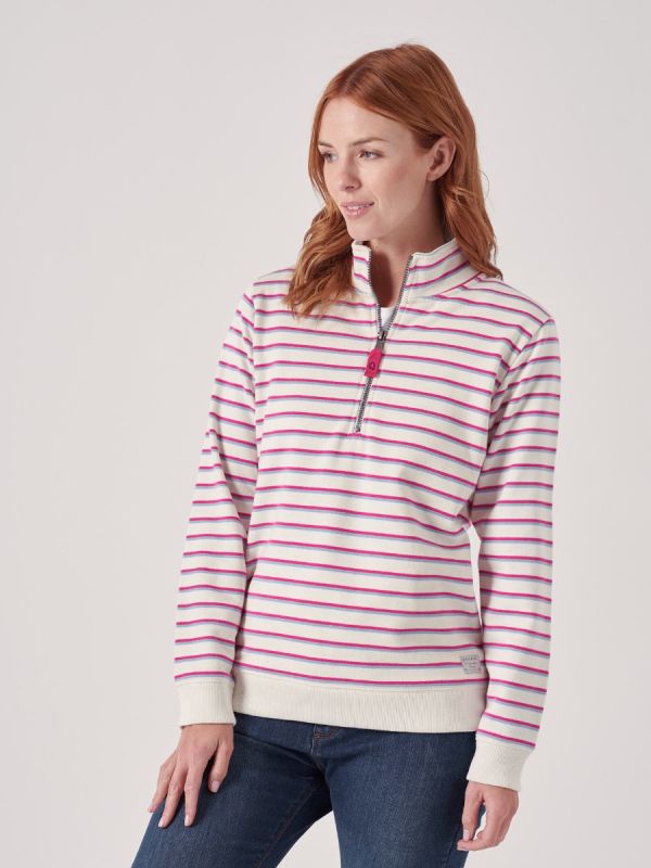 Celine WHITE Half Zip Sweatshirt | Quba & Co