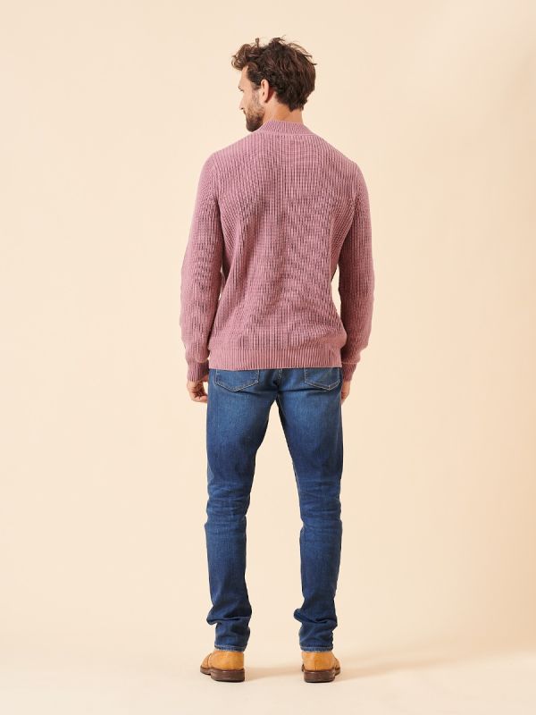 dusty pink, pink, knit, jumper, sweater, sweatshirt, pull over, ribbed, mens, autumn, winter
