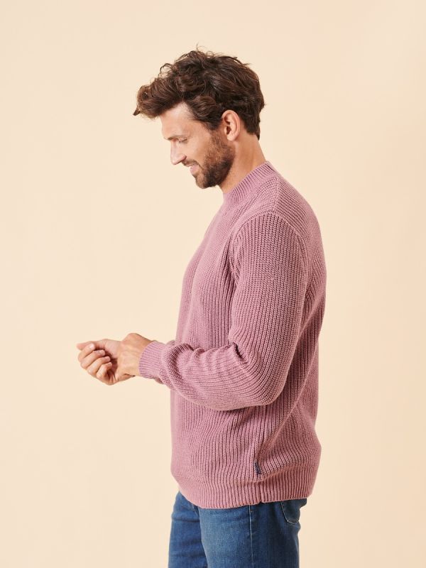 dusty pink, pink, knit, jumper, sweater, sweatshirt, pull over, ribbed, mens, autumn, winter
