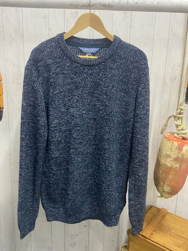 Navy and White Lifestyle Twisted Yarn Knitted Jumper - Chinto