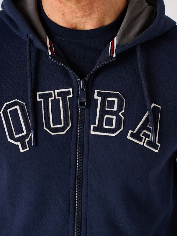 Navy Quba And Co Varsity Logo Zip Through Hoodie - Colligan 