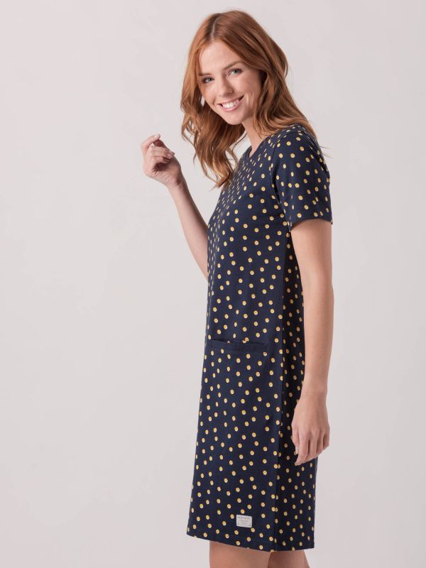 Coneflower NAVY Short Sleeve Jersey Dress | Quba & Co