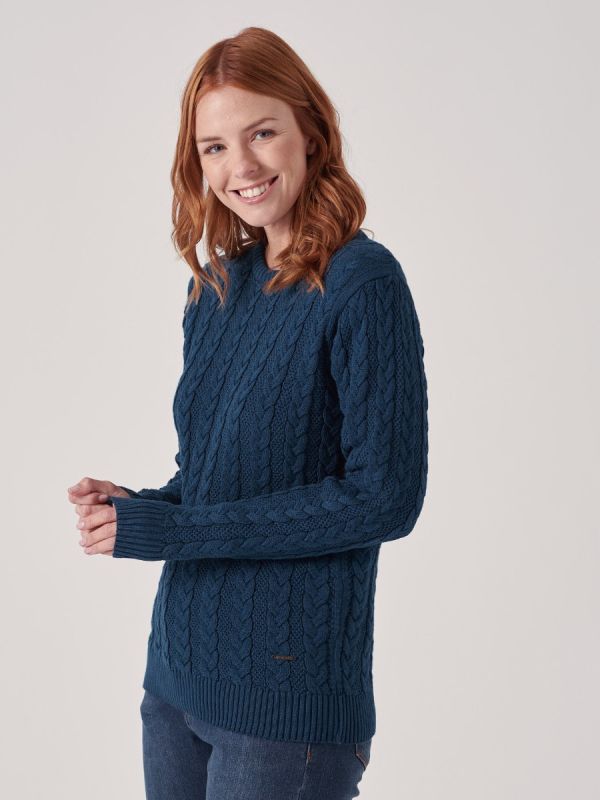 Coralie DARK TEAL Cable Knit Jumper | Quba & Co