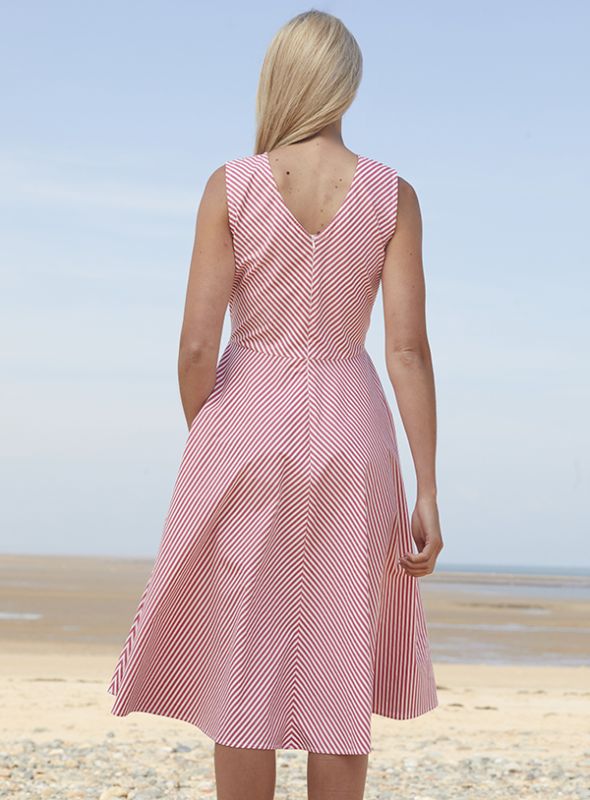 Cupid Sleeveless Striped Dress - Sunset Pink/White | Quba & Co