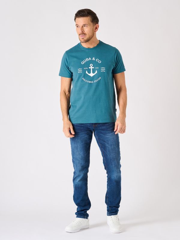 Blue Quba and Co Lifestyle Anchor Print T-Shirt - Delvey