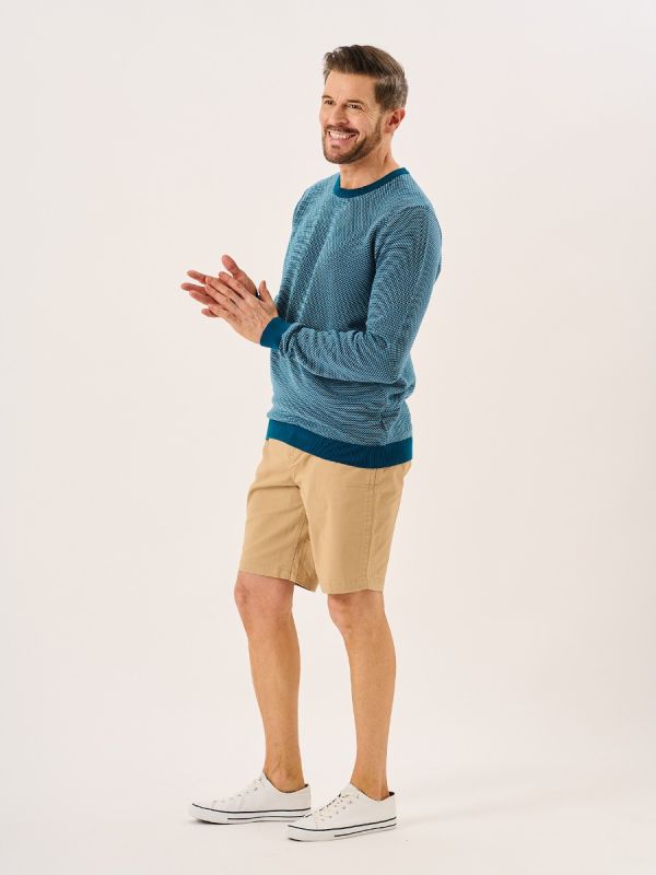 Blue White And Teal Patterned Knit Lifestyle Jumper - Dalton