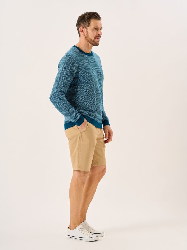 Blue White And Teal Patterned Knit Lifestyle Jumper - Dalton
