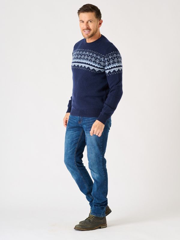 Navy Merino Rich Knitted Jumper - Lifestyle - Drayton