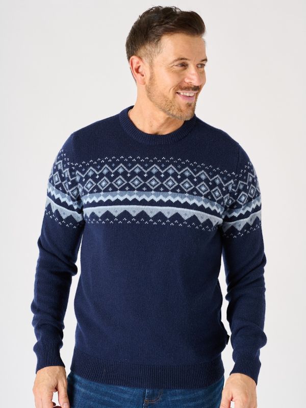 Navy Merino Rich Knitted Jumper - Lifestyle - Drayton