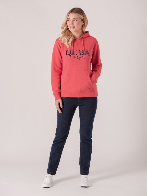 Echo Textured Hoodie - Spiced Coral Pink | Quba & Co Hoodies and Sweats