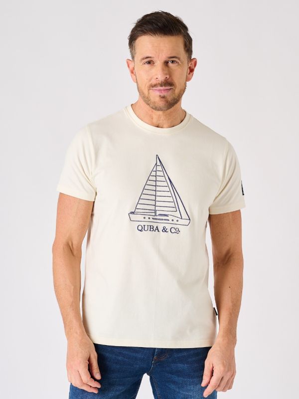 Ecru Quba and Co Lifestyle Sailing Graphic T-Shirt - Edgar
