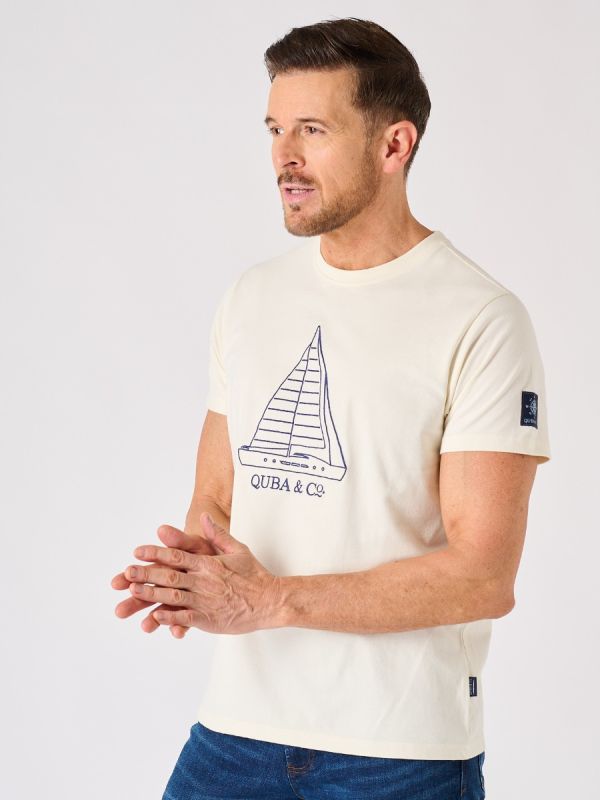 Ecru Quba and Co Lifestyle Sailing Graphic T-Shirt - Edgar