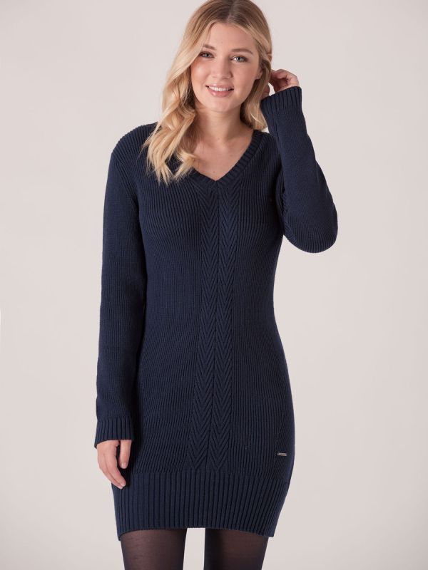Elisan Ribbed Knitted Dress - Navy