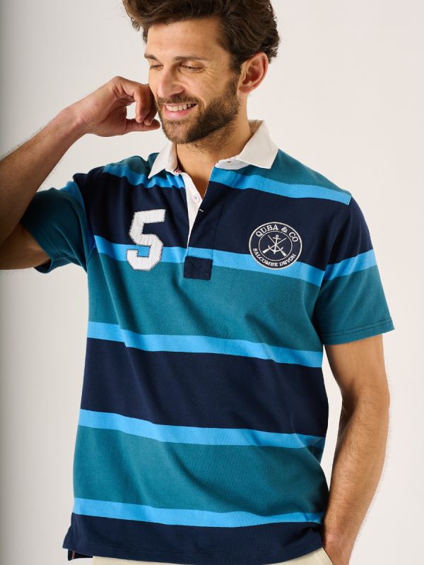 Ellison Lifestyle Blue Short Sleeve Rugby Shirt