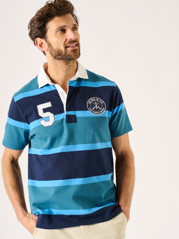 Ellison Lifestyle Blue Short Sleeve Rugby Shirt