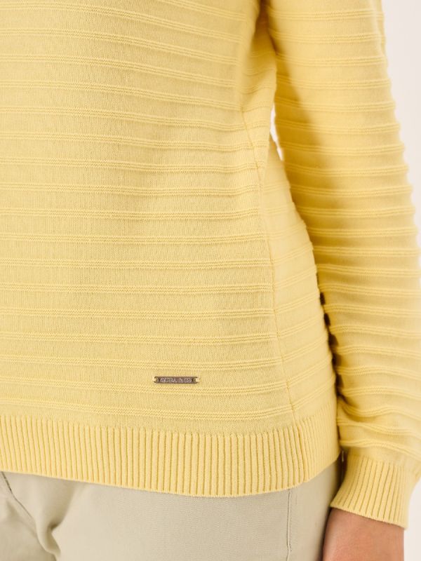 Light Yellow 3D Purl Knit Striped Jumper - Elma