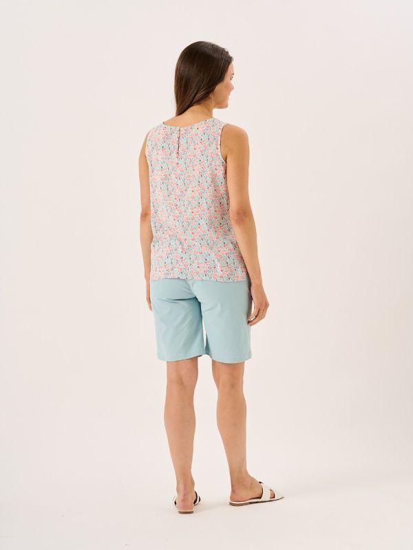 Coral And Teal Nautical Print Sleeveless Vest Top - Elsie