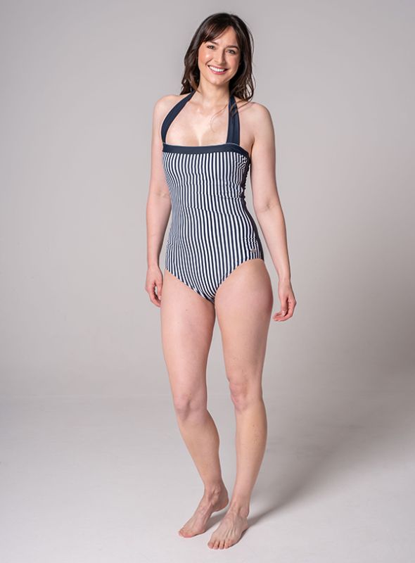 Elspeth Striped Swimsuit - Deep Navy | Quba & Co Swimwear