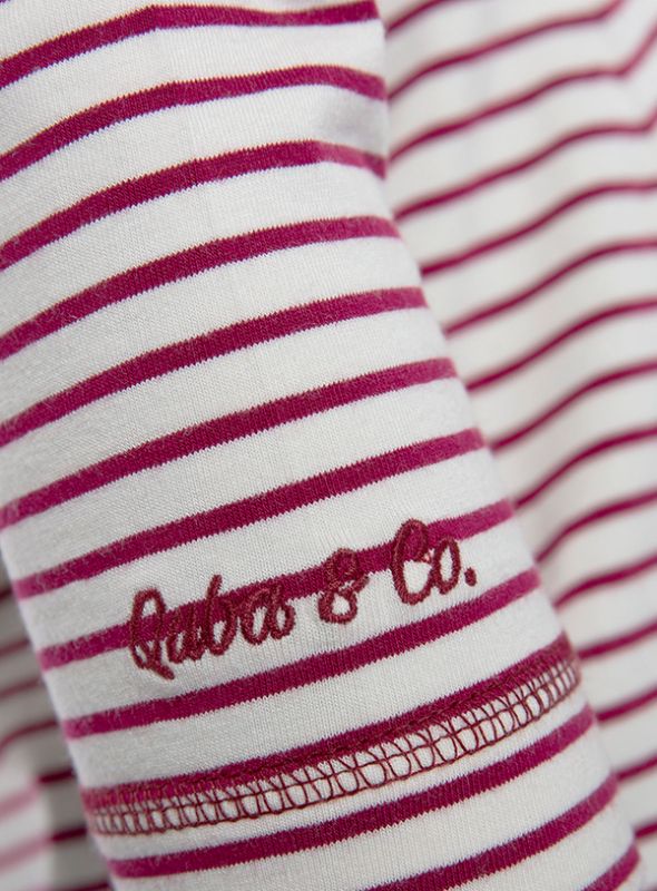 Evelyn Striped Long Sleeve T-Shirt - Raspberry/Foam White | Quba & Co