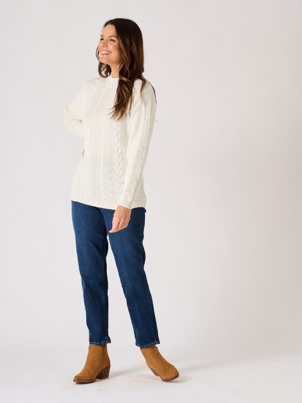 White Cable Knit Jumper - Fantail 