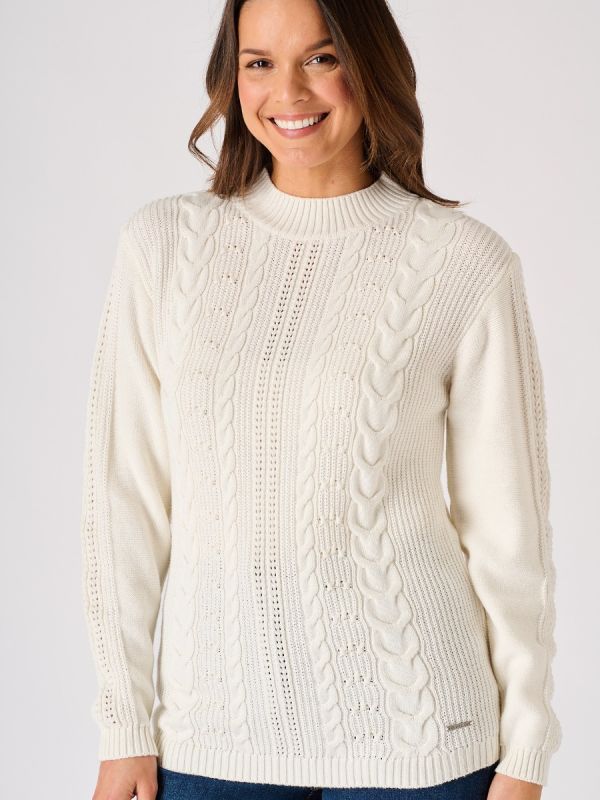 White Cable Knit Jumper - Fantail 