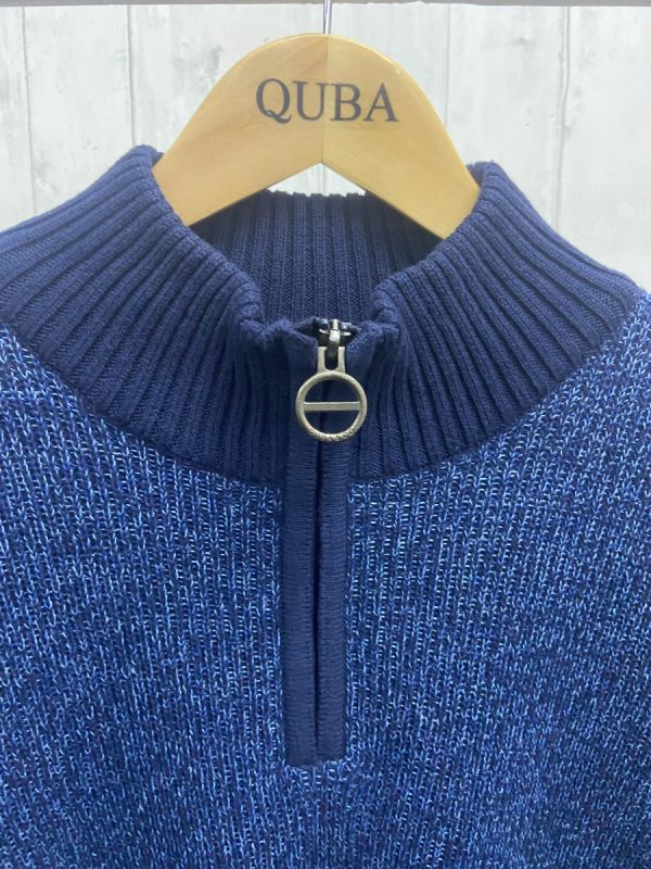 Navy and Blue Lifestyle Zip Neck Jumper - Fosters 