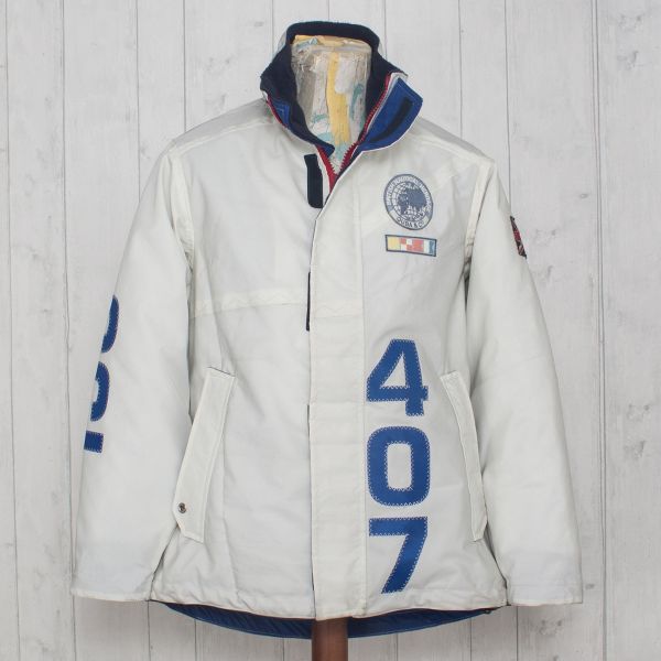 X-10 Authentic Sailcloth Jacket - White with Cobalt Blue