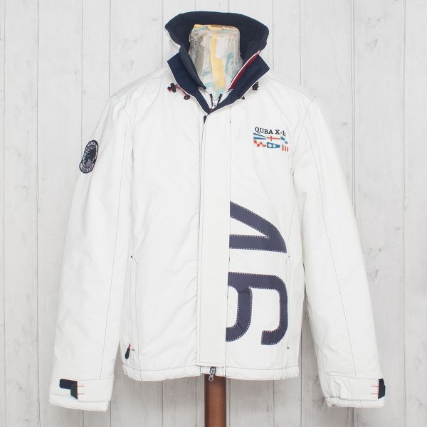 Iconic Men's X-10 Technical Jacket in White with Navy - 46 appliqué 