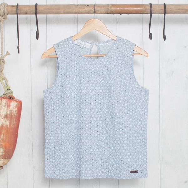 Rockfish Broderie Shell Top - Forget Me Not
