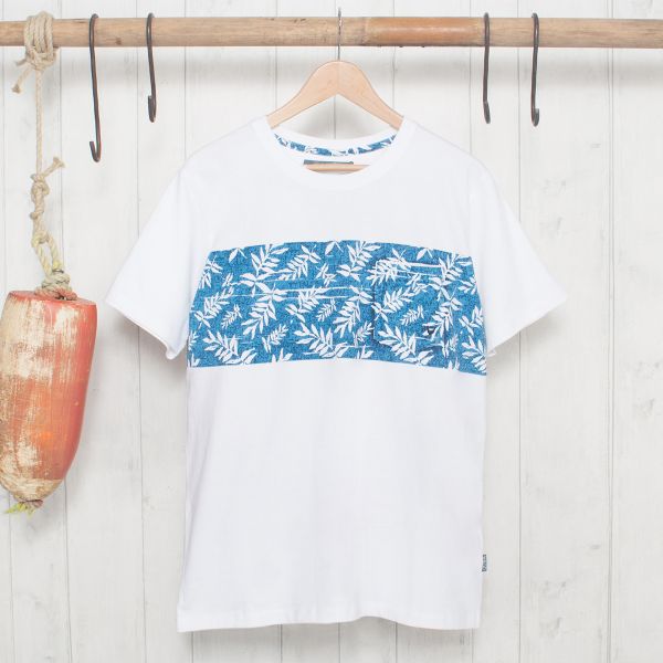 Toadfish Men's Printed T-Shirt - White with Sapphire Print