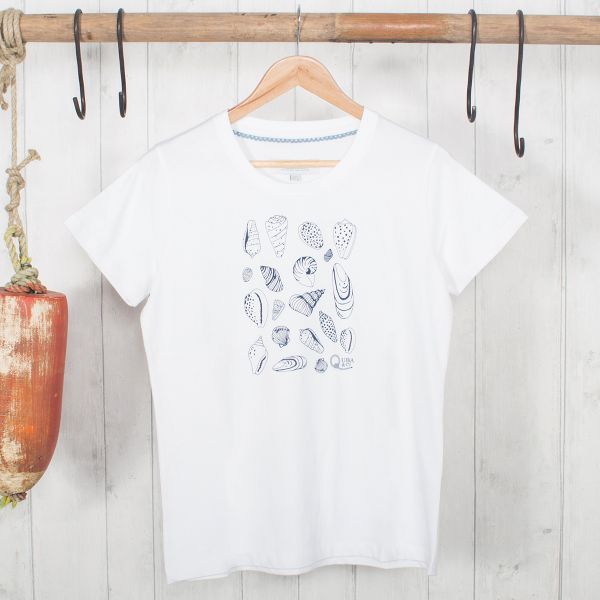 Pearl Shell Print White Women's T-Shirt 