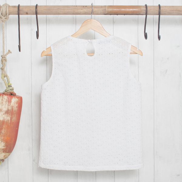 Rockfish Broderie Shell Top - White