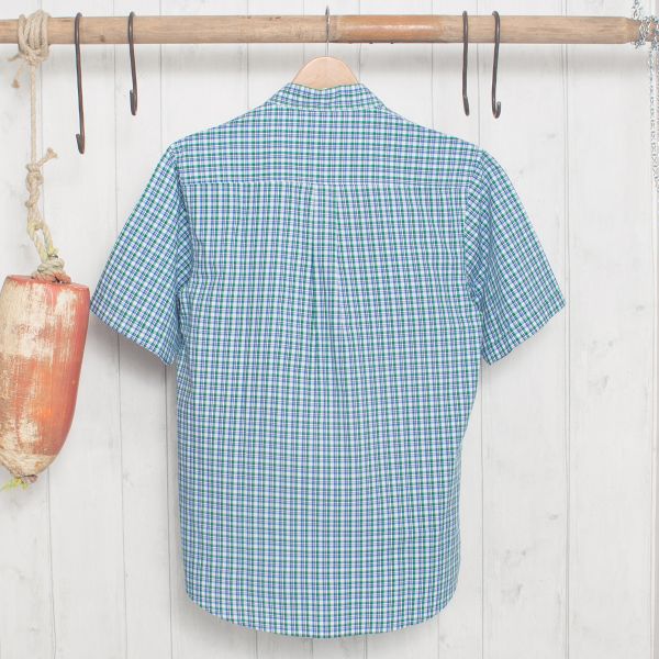 Murray Men's Checked Short Sleeved Shirt- Green/White/Blue