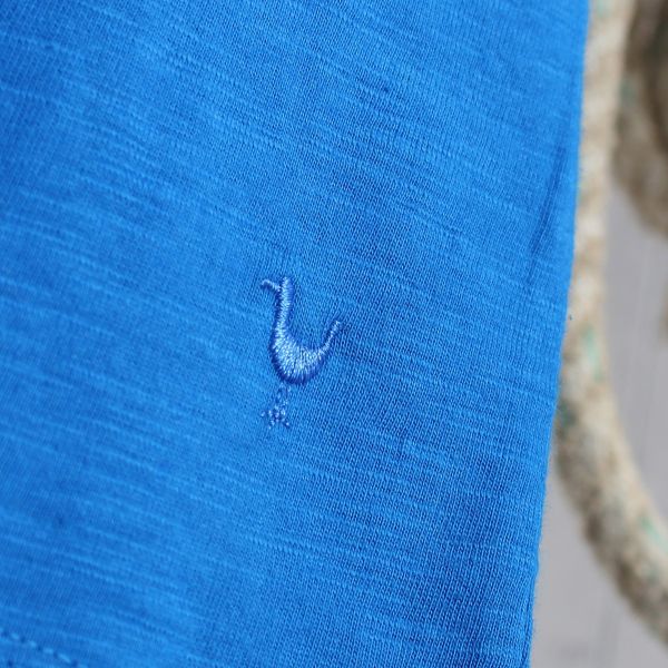 Wrasse V Neck Cotton Slub T-Shirt  - Salty Blue