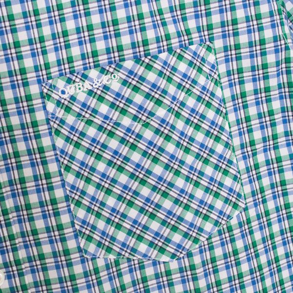 Murray Men's Checked Short Sleeved Shirt- Green/White/Blue