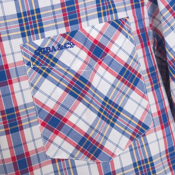 Murray Men's Checked Short Sleeved Shirt- Blue/White/Red