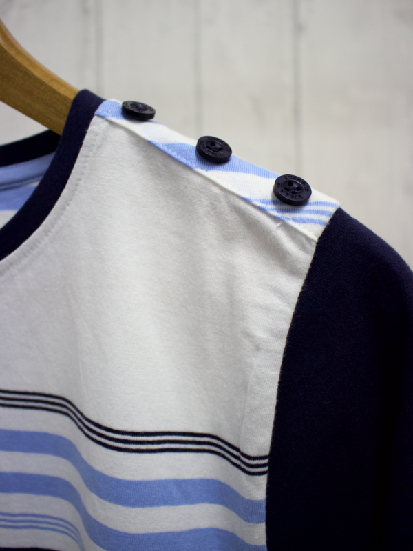 Gelt Navy and White Colour Block Long Sleeve T-Shirt 