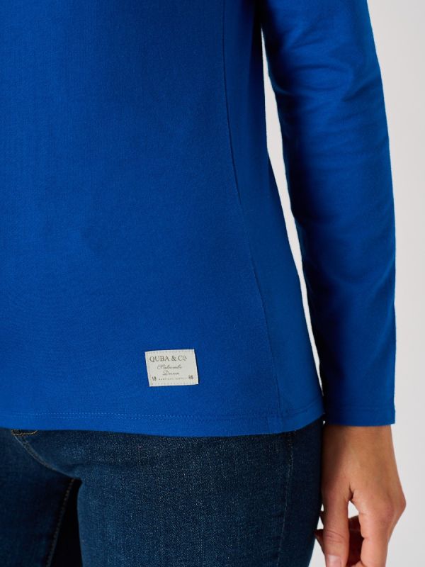 Blue Long Sleeve Nautical Printed Neck T-Shirt - Grebe