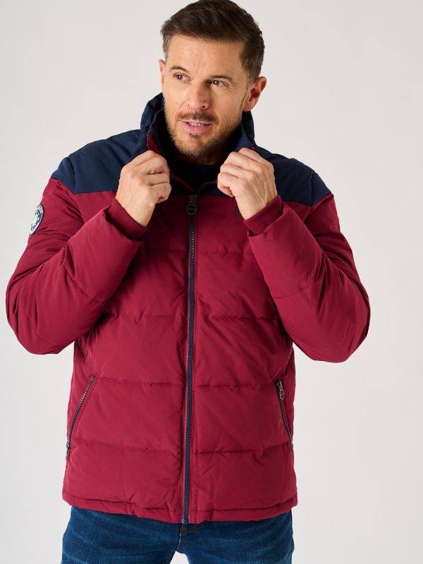 Red Colour Block Puffer Jacket - Grenchen