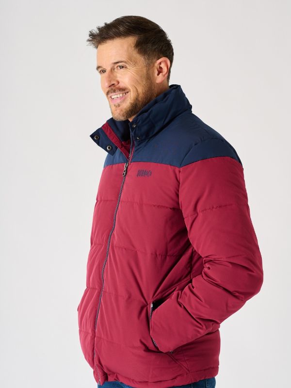 Red Colour Block Puffer Jacket - Grenchen