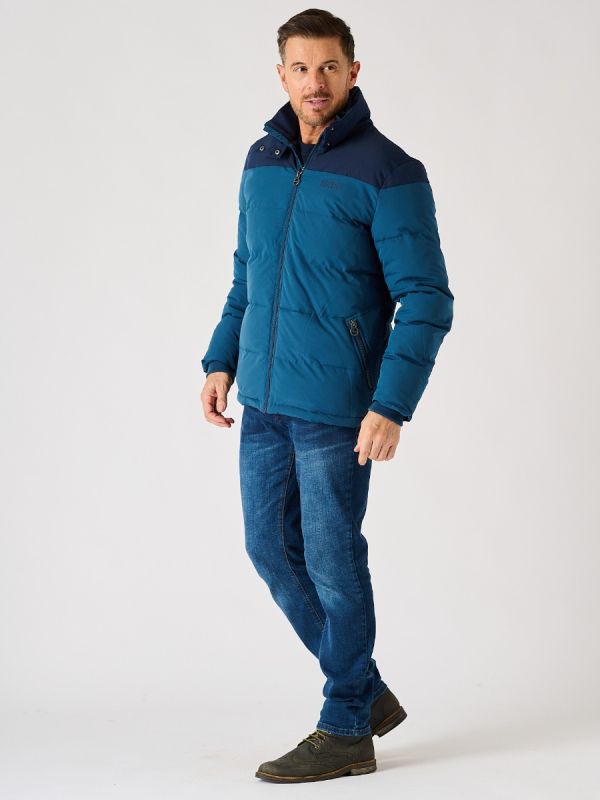 Blue Colour Block Puffer Jacket - Grenchen