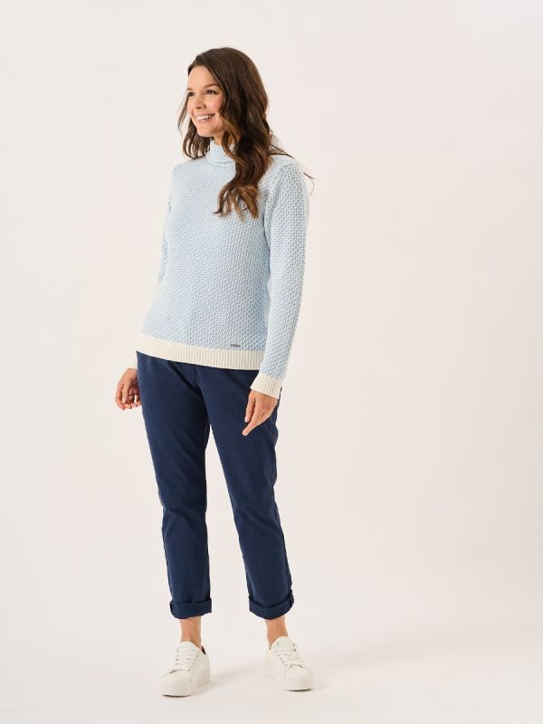 Sky Blue Cowl Neck Textured Knitted Jumper- Grouse