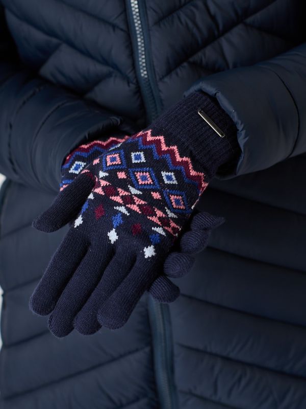 Navy Fairisle Warm Knitted Gloves - Gulls 