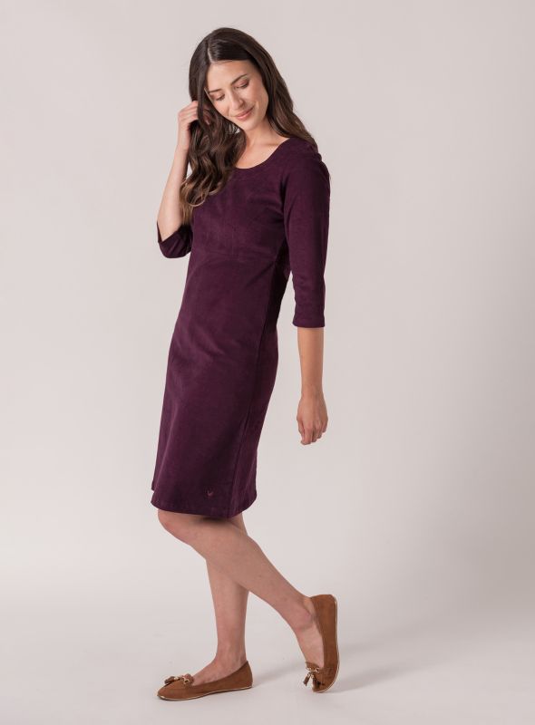 Guro Cord Long Sleeve Dress - Purple Berry