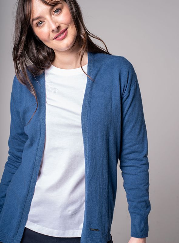 Hallie Cotton Cashmere Cardigan - Mykonos Blue | Quba & Co Knitwear