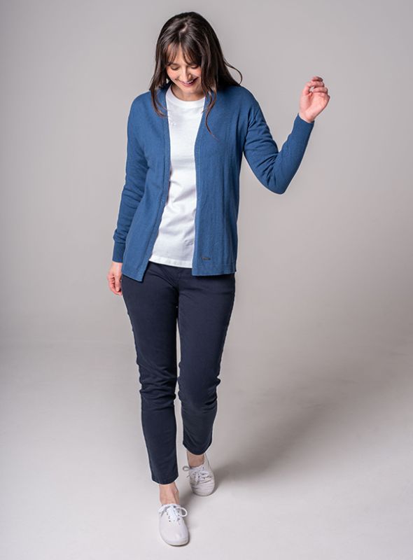 Hallie Cotton Cashmere Cardigan - Mykonos Blue | Quba & Co Knitwear
