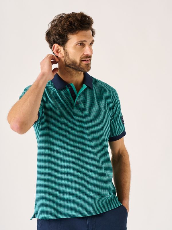 Hawkins Textured Stripe Green Polo Shirt 