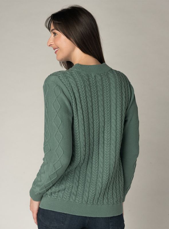Janet Cable Knit Jumper in Sage Green | Quba & Co