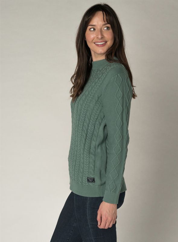 Janet Cable Knit Jumper - Sage Green
